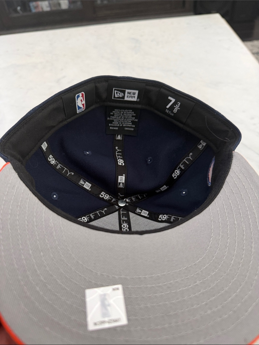 New Era Kids New York Navy and Orange fitted 7 3/8 - Picture 5 of 6